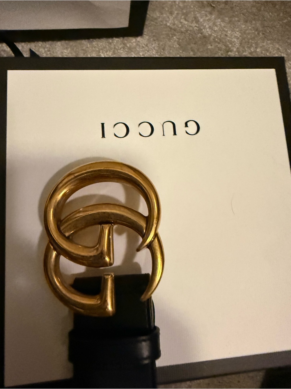 Gucci Double G Gold Buckle Black Leather Belt - Picture 4 of 10